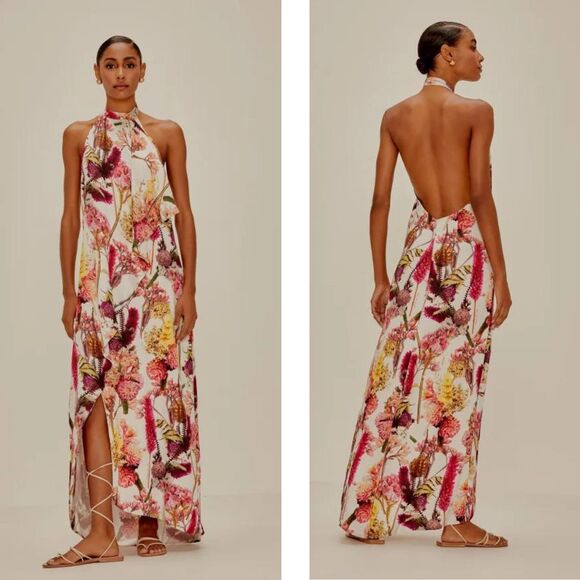 Agua De Coco Wrap Halter Cover Up Maxi Dress Small NWT - Picture 2 of 14